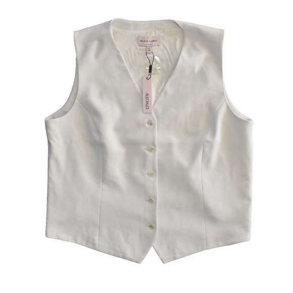 A5 NWT BLACK LABEL BY CHICOS Fresh Cream Button Front Shirt Vest Size 18 $140 - Picture 1 of 6